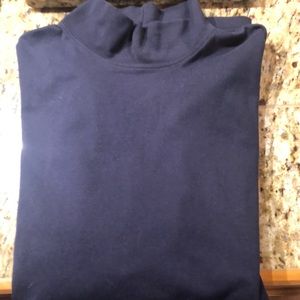 LLBean mens cotton turtleneck long sleeves, Navy blue size large.